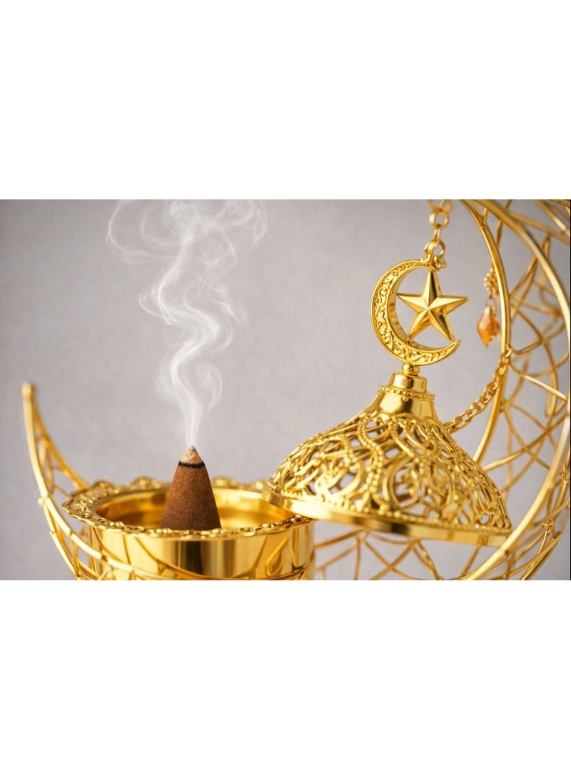 Home Care مبخرة هلال ذهبي بتصميم نجمة - ديكور منزلي إسلامي أنيق - Image 2